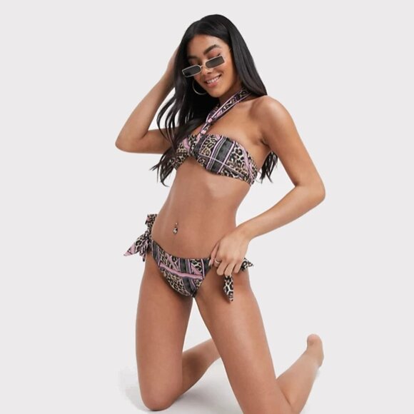 NWT Luxe Palm bandeau bikini top & tie bottom set - Picture 3 of 13